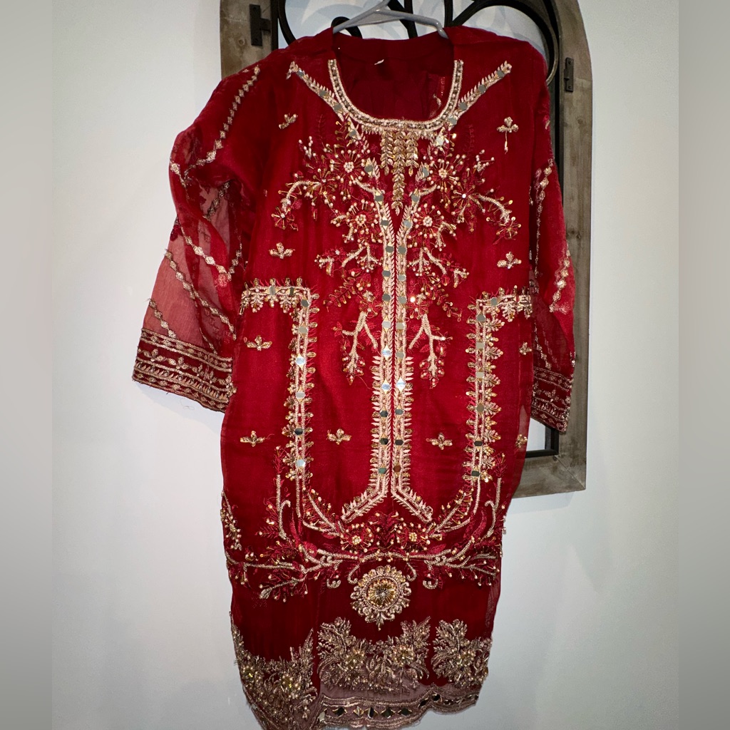 Brand New Fancy Red Shalwar Kameezb